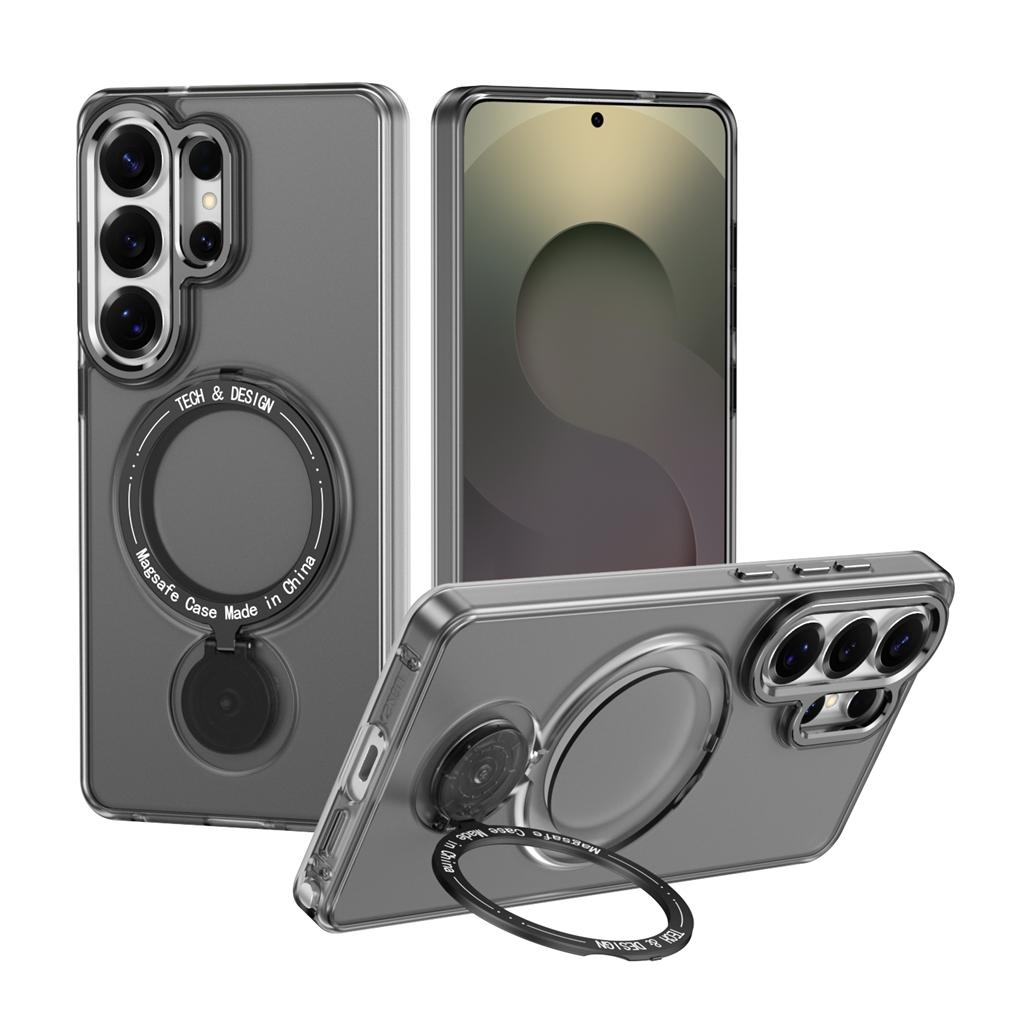 360° drehbarer magnetischer Ständer, halbtransparente, mattierte, stoßfeste Handyhülle für Samsung Galaxy S26 Ultra S25 S24 Plus