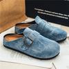 Denim Men’S Mules Open Back Slip On Loafers, Wide Toe Casual Half Shoes  Summer Backless Slide Sandals Flat Sneakers For Men