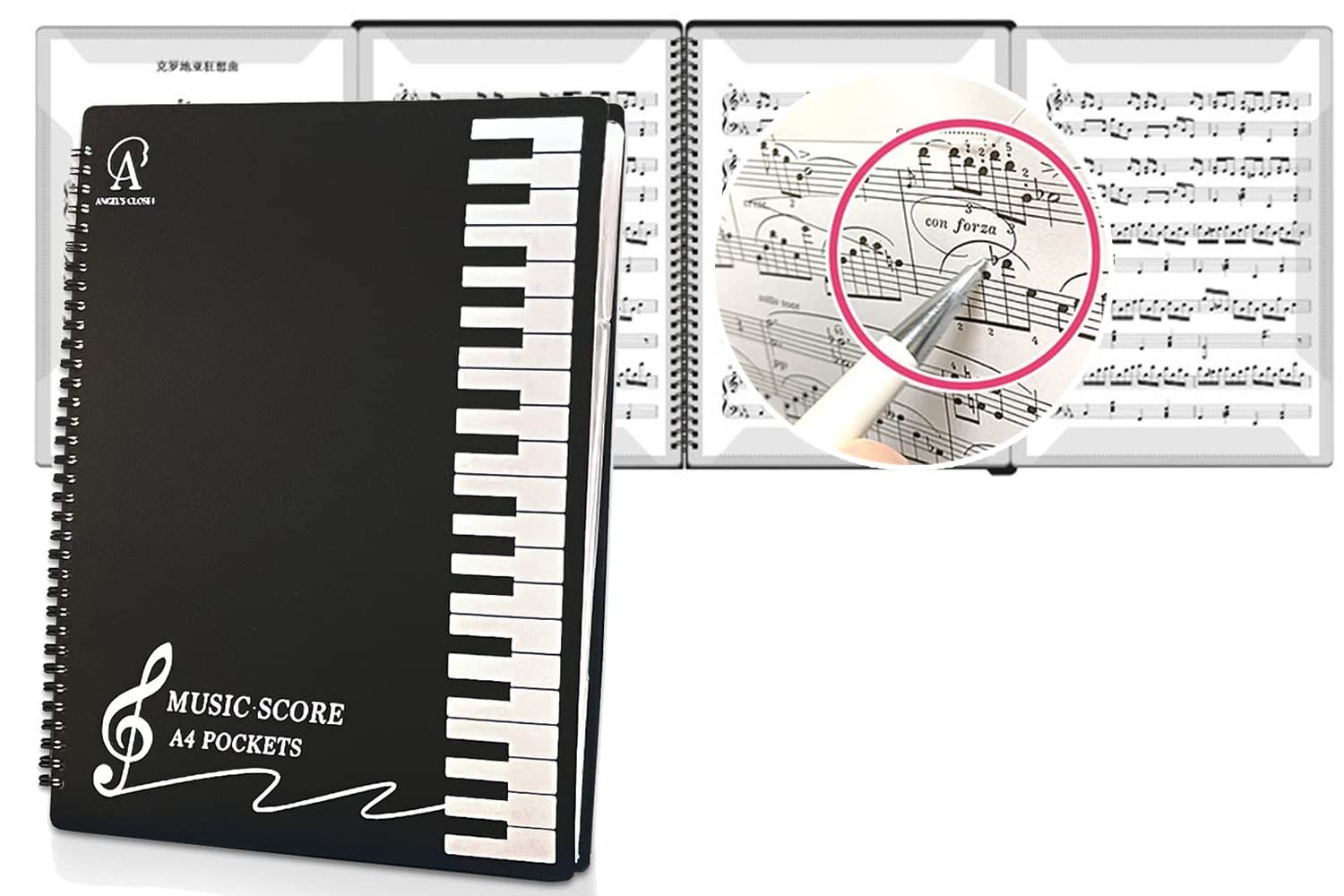 

Папка для нот Angel s Closet, 4-страничный разворот, для прямого письма, легкое перелистывание страниц, толщина 1,5 см, 480 г, легкая, тонкая, формат А4, вмещает 40 страниц,