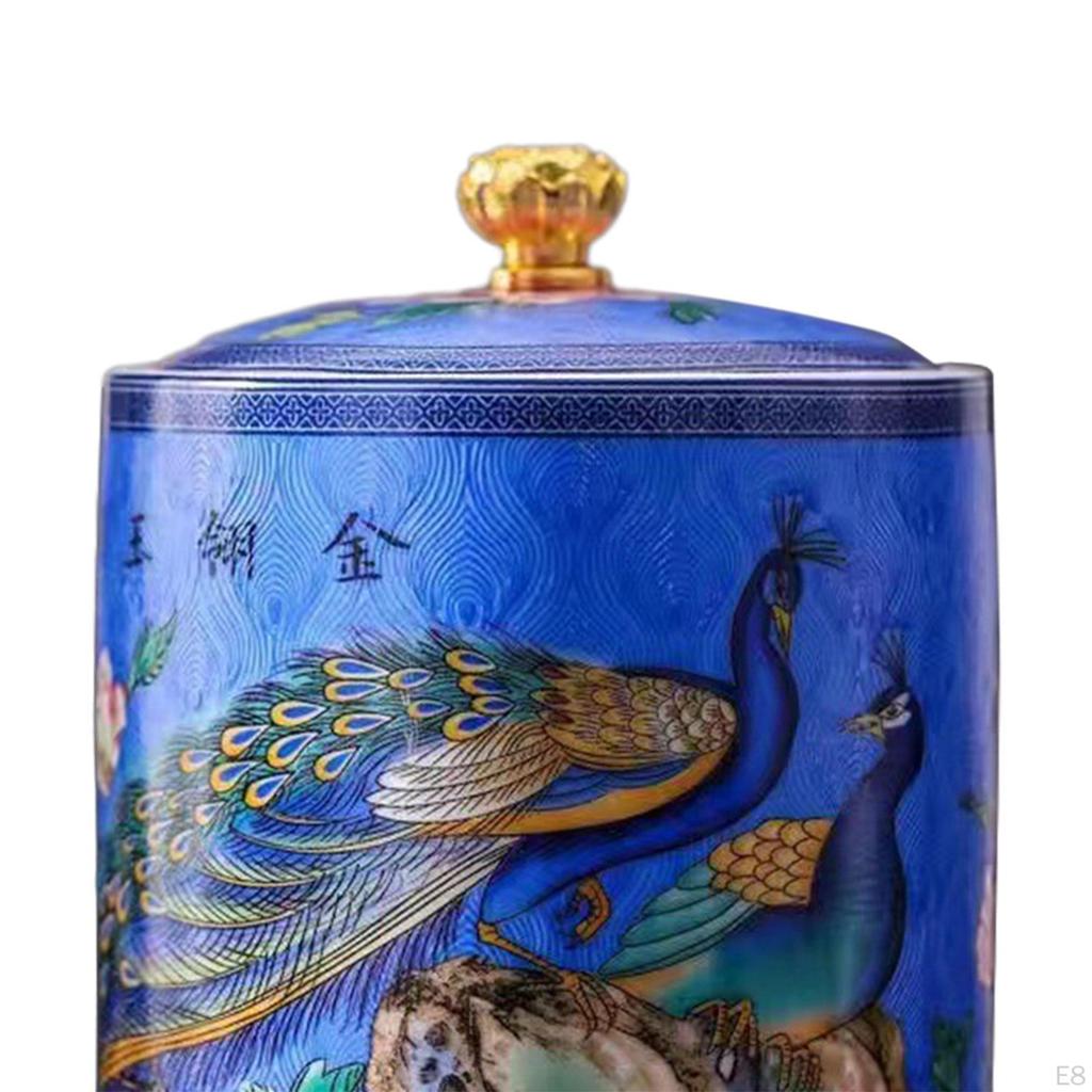 Ceramic Tea Canister Storage Bottle Jar Glazed Hand Painted Container Sealed
