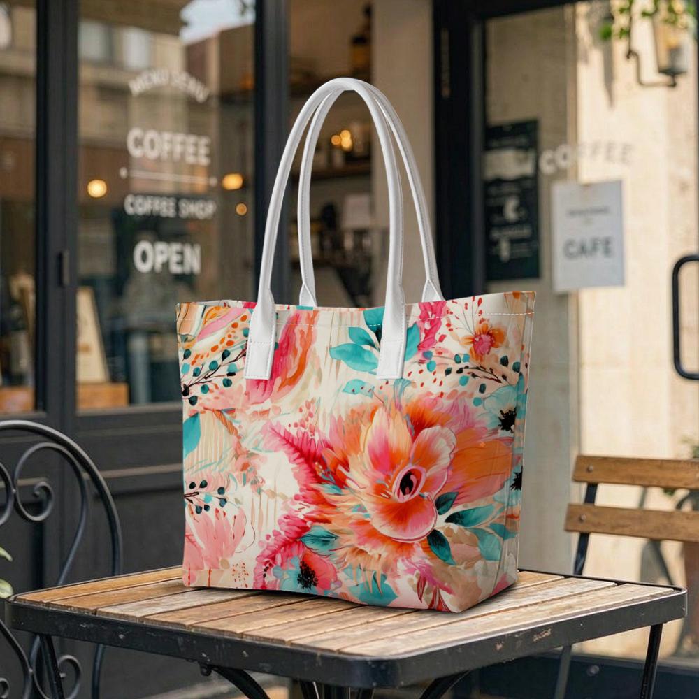 Boho Watercolor Floral Tote Bag Stylish Daily Use Casual Shoulder Bag