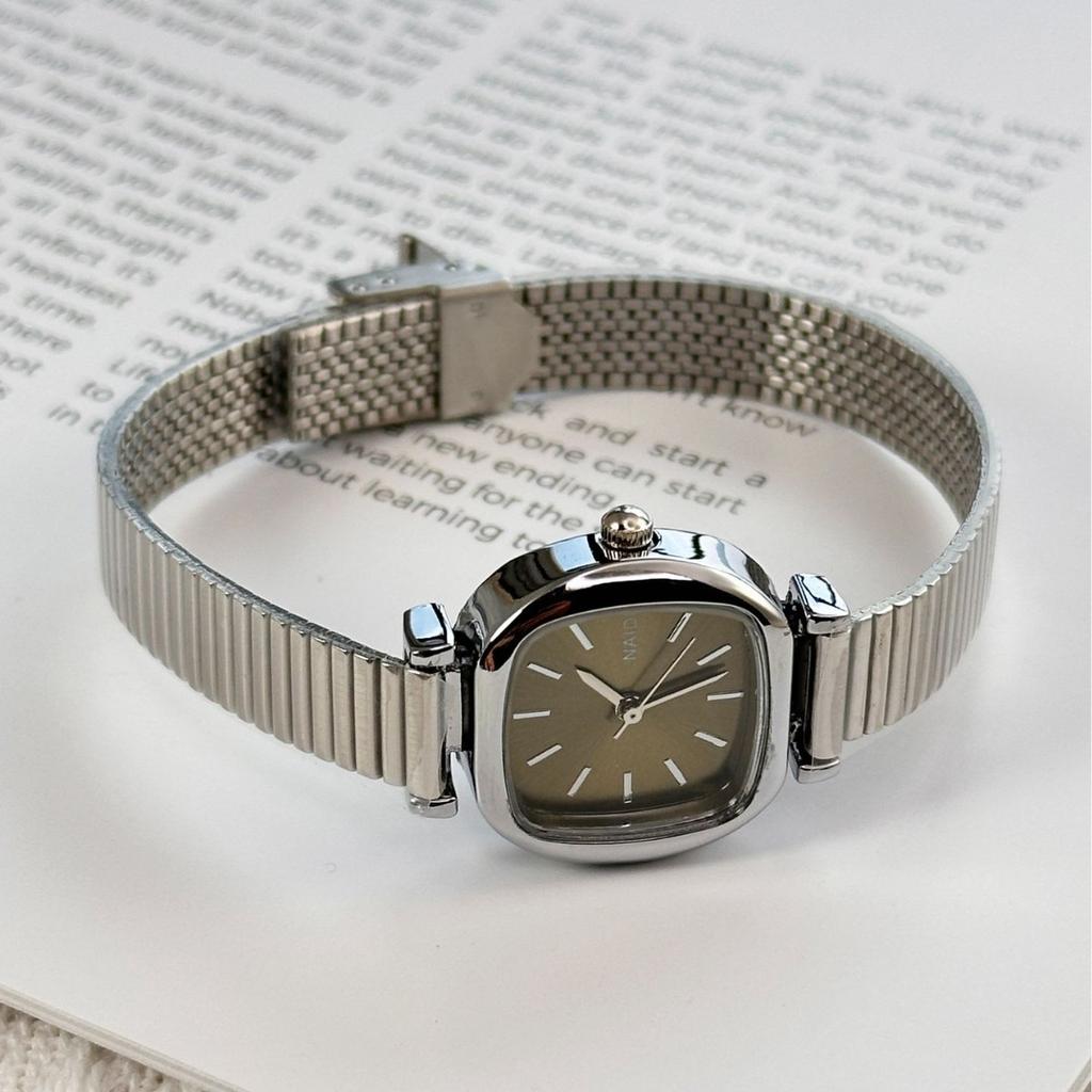 Top Marke Neueste Luxus Damen Uhr Mode Stahlband Damen Quadratisches Zifferblatt Quarz Armbanduhr Bambus Armband Femme Schöne Geschenke