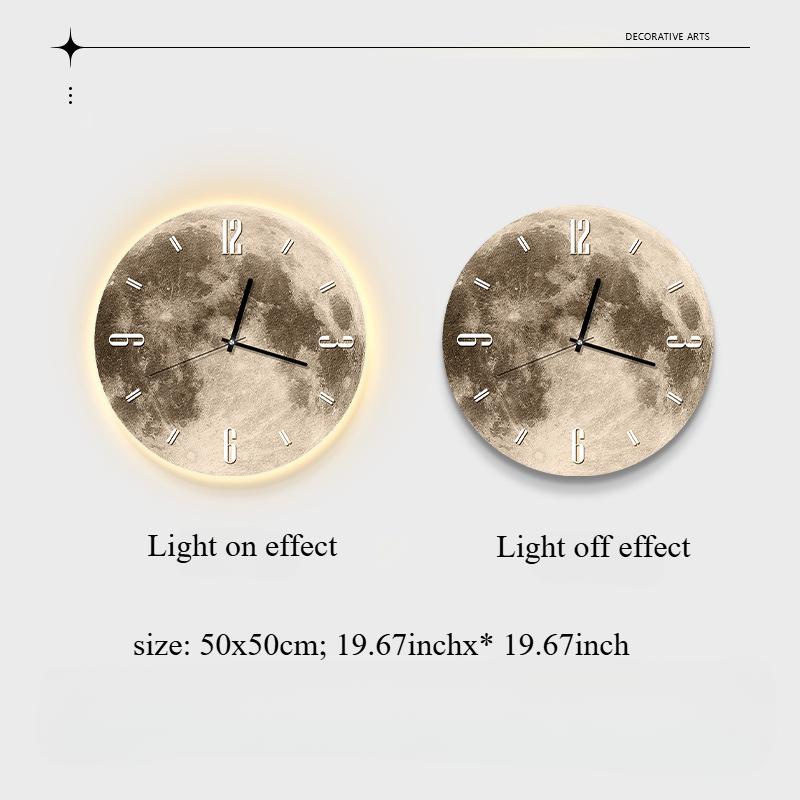 

20 Inch Fashions Wall Clock Dining Room Living Moon The Earth Modelling LED Light Silent Movement Bedroom Clock Wall Decoration 20 inch