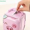 Cute Piggy Coin Bank with Lock - Metal Tin Piggy Bank