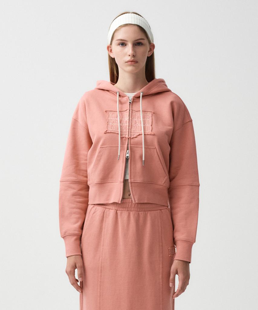 W Classic Logo Crop Hoodie Zipup Coral Pink