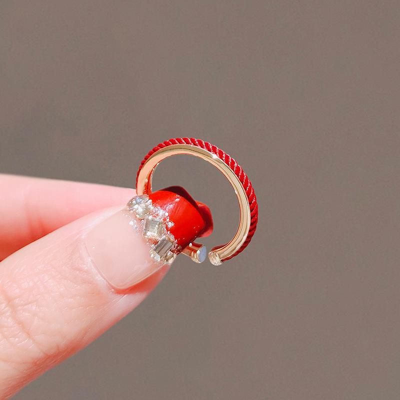 New Chinese style red rope open ring light luxury national tide temperament index finger ring fashion trend simple niche jewelry