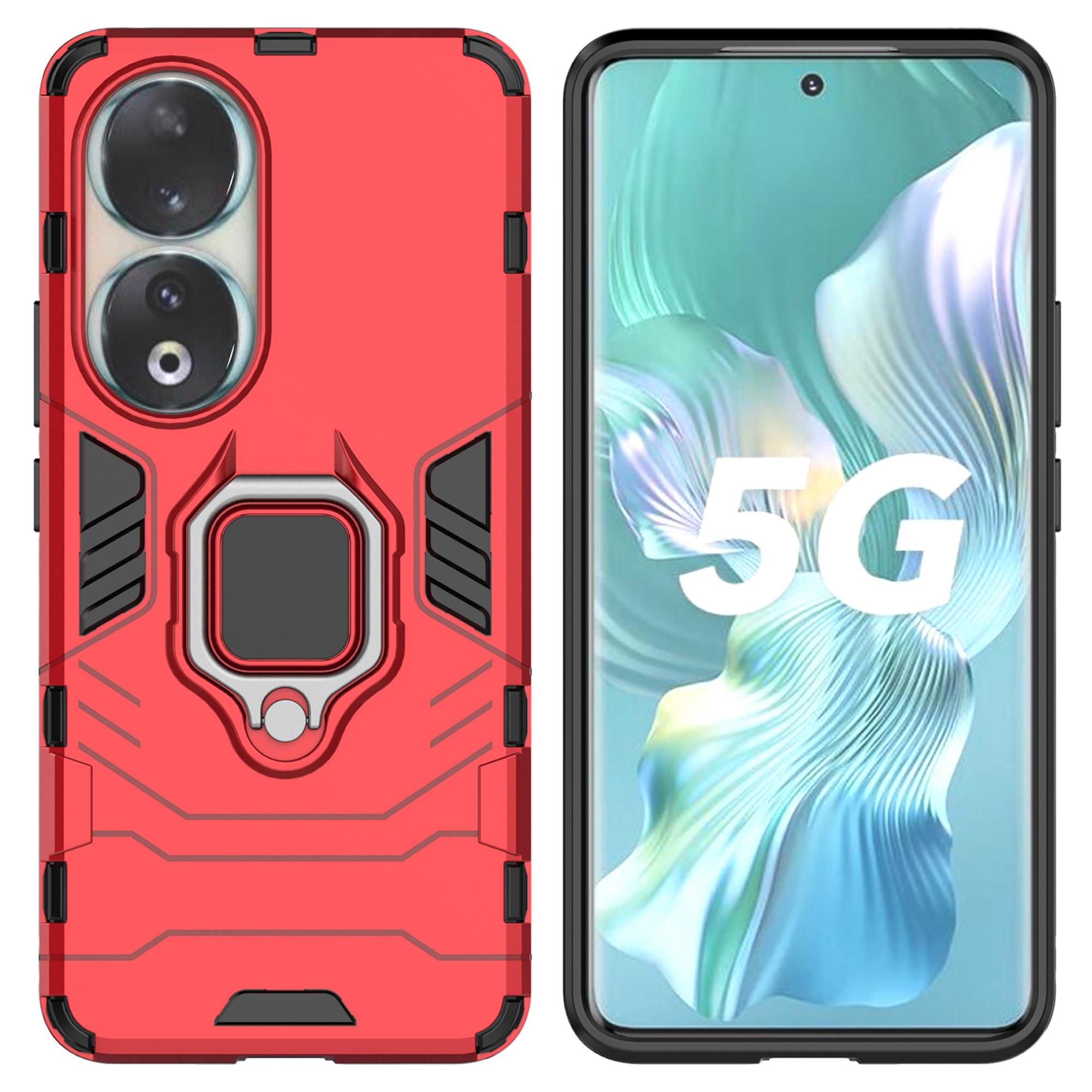 

For Honor 90 Kickstand Cell Phone Case Soft TPU+Hard PC Anti-drop Mobile Phone Cover Red