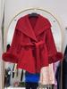 Scarlet 2025 Autumn/Winter Woolen Coat with Fox Fur Cape