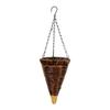 Cesto Portafiori Sospeso a Cono in Rattan Artificiale Intrecciato Fioriera Conica Rustica con Catene Metalliche per Decorazione Interna Esterna Giardino Balcone