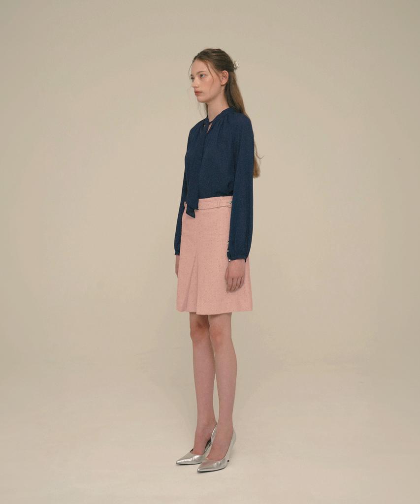 Aiseugadeuneiogongpal Crystal-Button Tweed Skirt_Shell Pink