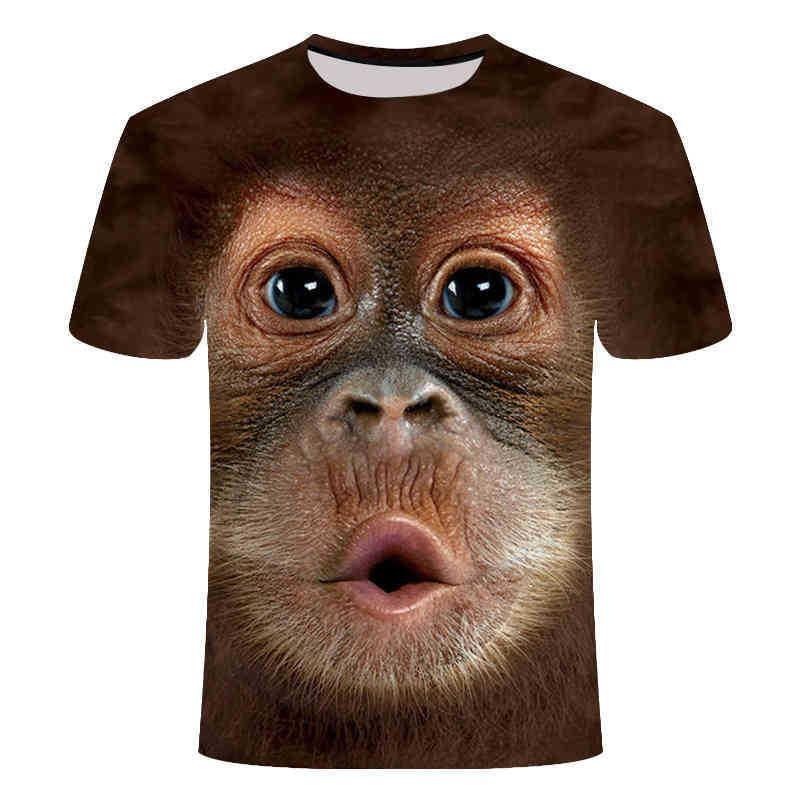 Animal Digital Print Men'S Short Sleeve, Funny Gorilla 3D Short Sleeve Summer T-Shirt Loose Tume
