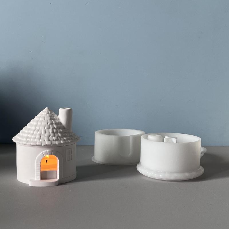 3D Hus Aromatermi Ovn Form DIY Skorstens Huse Lysestage Silikoneforme Gips Beton Resin Røgelseskar Håndværksfremstillingssæt