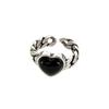 Retro Heart Chain Open Ring: Distressed Black Geometric Design for Girls & Best Friends