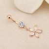 Zinc Zinc Alloy Rhinestone Piercing Belly Dangled Design Flower Rhinestone Belly Ring  Cool Girls