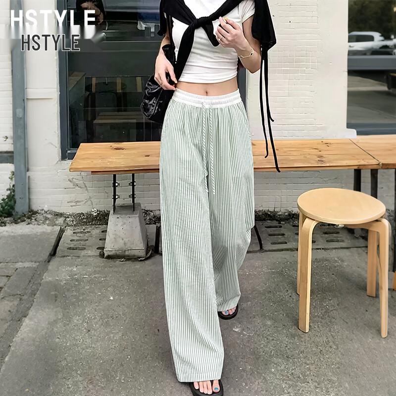 Handu Yishe Women s High-Waisted Striped Flowy Casual Pants M