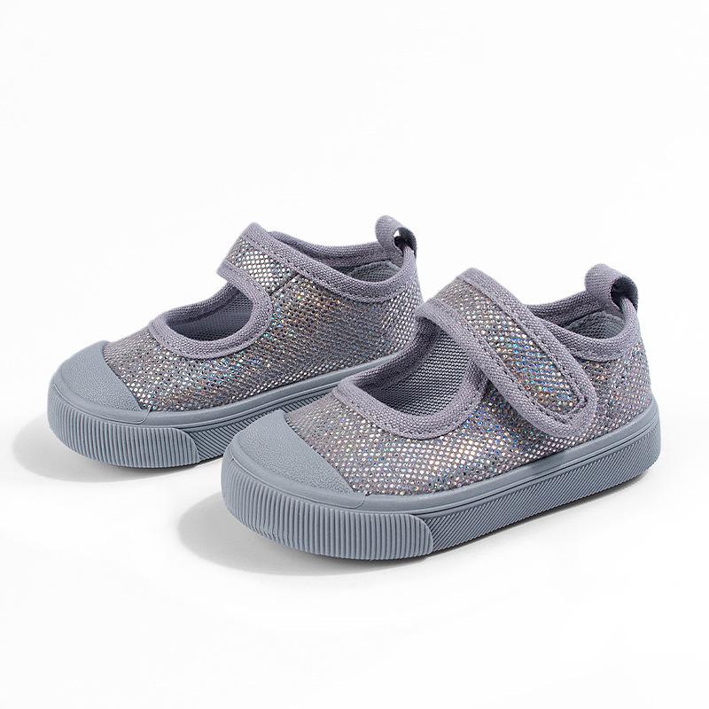 Девичьи весенние повседневные туфли на липучках с квадратным носом и пайетками Full size range 20-27