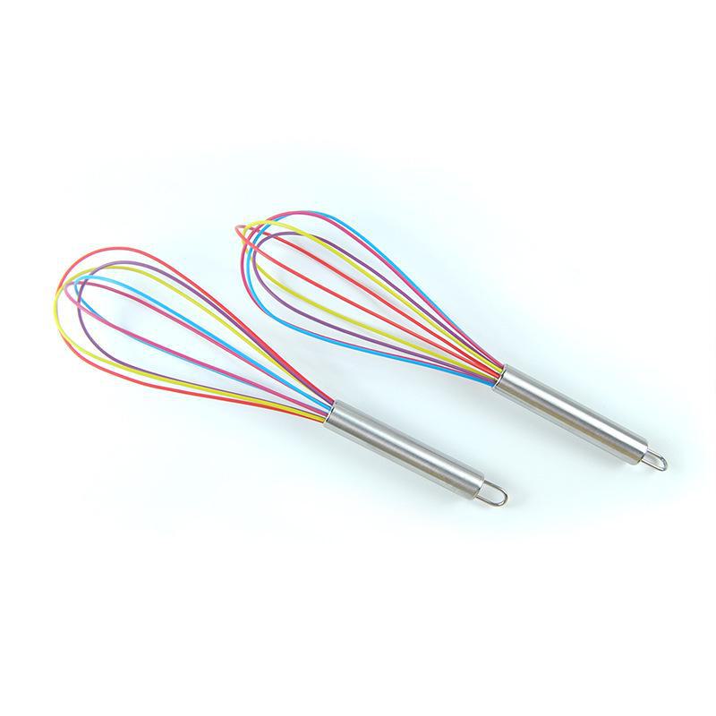 Frusta colorata in silicone con manico in acciaio inossidabile - Disponibile in 8, 10, 12 pollici