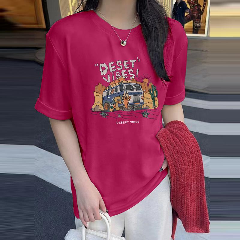 

Dark gray cotton round neck with short-sleeved T-shirt for women s 2025 spring and autumn new European goods large version medium and long top ins XXXL