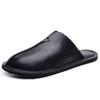 Herren Pantoffeln Handgemacht Einfache flache Sandalen Braunes Leder Schwarze Sommer Römische Sandalen Geschlossene Zehen Strand Schuhe Übergröße