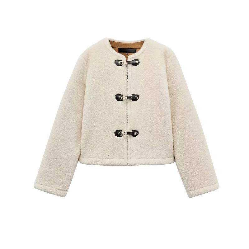 

Fall and Winter New Women s Clothing Fashion Wind Artificial Fur Effect Double-Sided String Button Jacket Outwear 6318266 Ben White L