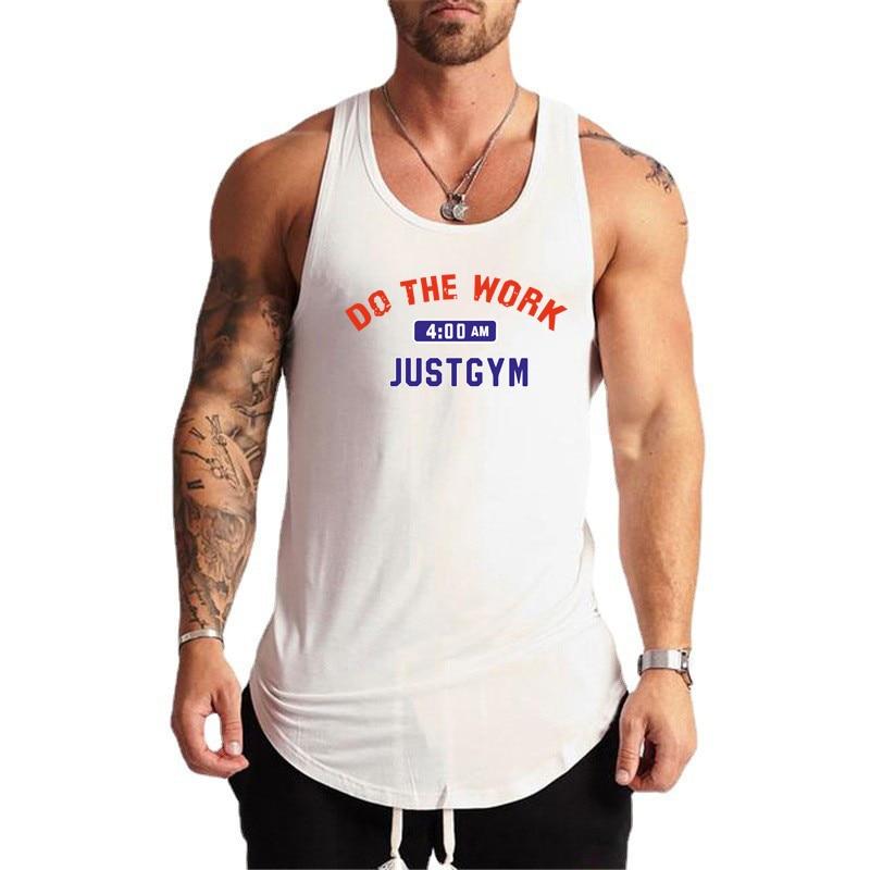 Do The Work  Summer Running Basketball Bodybuilding Fitness Cotton Breathable O-neck Printed Workout Gym Sports Mens Vest