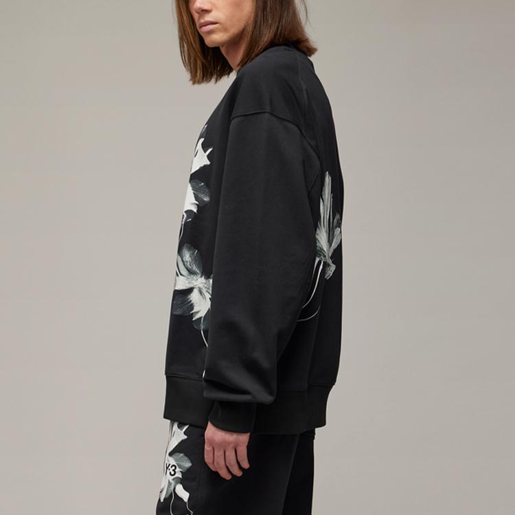 Y-3 SS24 Gfx Ft Crew Neck Printed Pullover Long Sleeve Sweatshirt Unisex Sweatshirt Black IN4337