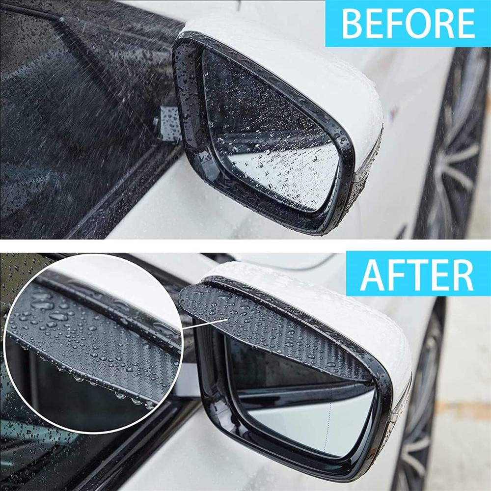 4 buc. Ochelari de ploaie pentru oglinda retrovizoare laterală auto, aspect fibră de carbon, protecție solară, protecție zăpadă, acoperire ecran intemperii, accesorii auto