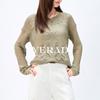 Relaxation · Hollow Jacquard Long Sleeve Knitted Shirt for Women