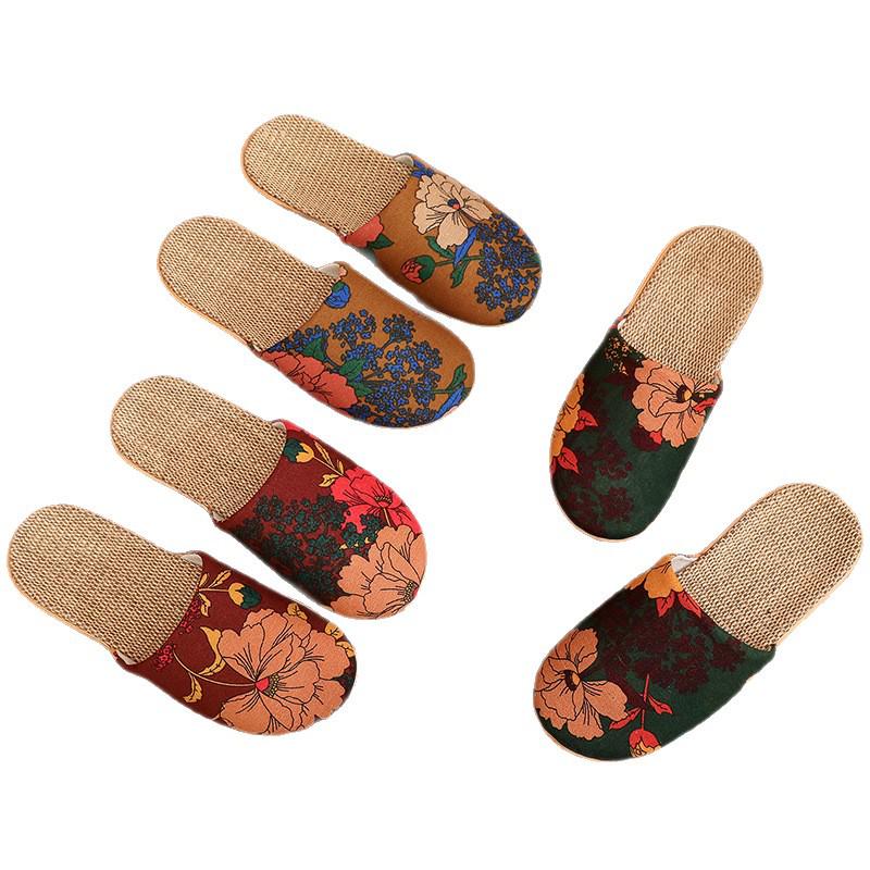 Four Seasons Ethnic Style Retro Linen Headband Slippers for Men & Women - Thick Sole, Indoor Use, Spring/Summer Sandals.