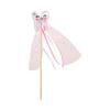 Tooth Fairy Wand with Smiling Tooth Design and Attached Ribbon Streamers on Wooden Stick for Themed Events and Decorations