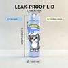 1PC Cat Catching Fish Cartoon 750ml Color Plastic Sports Water Bottle Leakproof Flip Straw Lid Suitable for Sports Office Home Use
