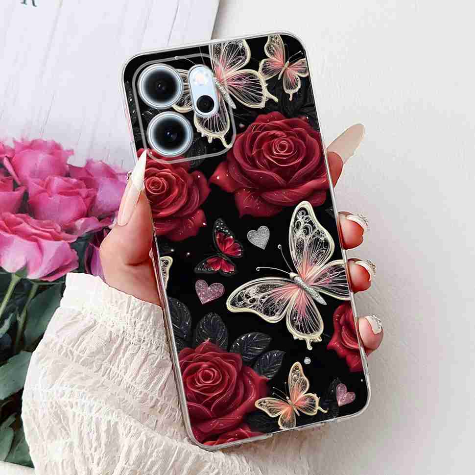 Für Oppo Reno14 F 5G CPH27436.57" Hülle Bunte Schmetterlingsblumen TPU Weiche Silikonhülle Für Oppo Reno 14 F RENO14F Handyhüllen