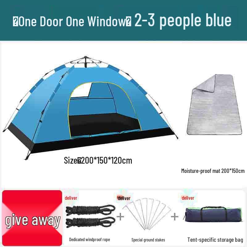 Double Person Automatic Tent: Thickened, Rainproof & Sun-Protective for Outdoor, Wild Camping or Beach Use