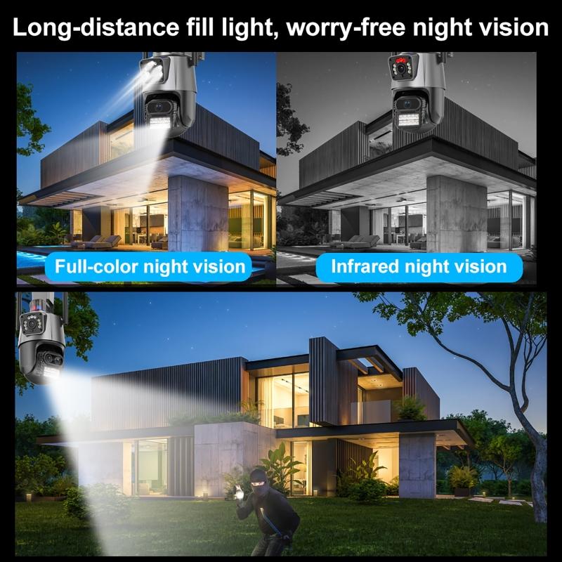 4K 8MP Dual Lens Dual Screen IP Camera WIFI Waterproof Color IR Night Vision Auto Tracking WIFI Surveillance Cameras V380pro App