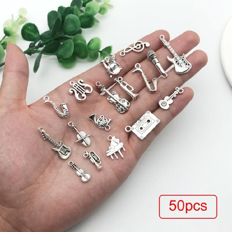 51 Pcs Violin Guitar Charm Musical Instrument Pendant Music Charm with Hole for Jewellery Making
