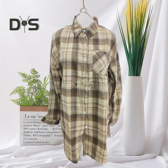 

Женская рубашка с клетчатым принтом, длинный рукав, лацкан, однобортная, накладной карман, неровный подол, пуговицы, кардиган средней длины, женская рубашка, пальто S розовый