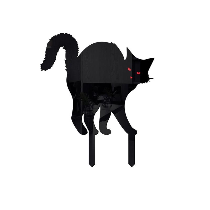 Black for Cat Silhouette Stake Set of 3 Lawn Yard Halloween Horror for Cat Statue Garden Patio Acrylic Stakes Outdoor Ar