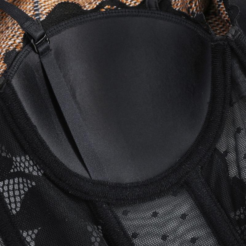 Set reggiseno push up lungo ricamato in pizzo francese Intimo donna sexy Set di reggiseno e mutandine traspiranti con body shaper a lisca di pesce
