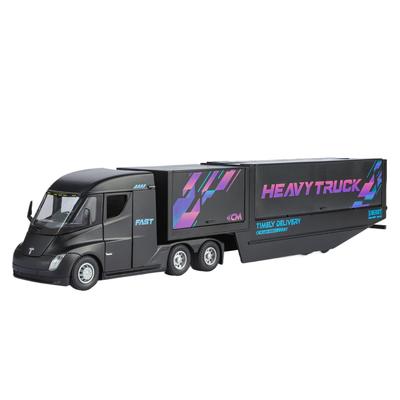 1/32 Tesla Semi Ciężarówka Kontenerowa Pojazd Transportowy Ciężarówka Metalowy Model Samochodu Zabawka Dźwięk i Światło Zabawka dla Dzieci Kolekcje Prezent