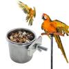 Stainless Steel Bird Feeding Cups with Clamp Holder - Perfect for Parrot Food and Water