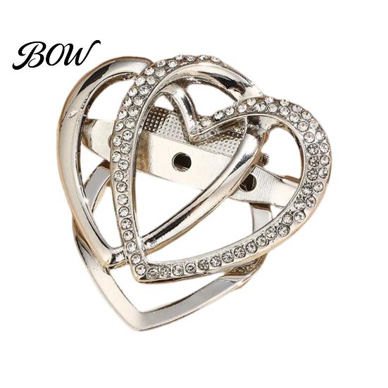 Multi-purpose Jewelry Pin Double Layered Love Heart Brooch, Rhinestone Lapel for Men Non-slip Brooch Women, Decorative Badge Clothes Bag Hat