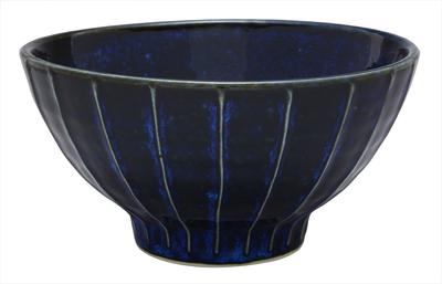 Kajuar-livet (Kakuni) Risskål Blå 12cm Mino Ware Stripet Ichichin Risskål Dypblå K12160