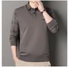 Men's Fleece-Lined Two-Piece Shirt Collar Knitted Sweater - Autumn/Winter Warm Base Layer