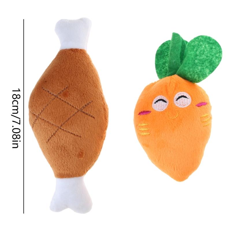 Squeaky Chicken Leg/ Carrot Shape Dog Chew Toy Soft Cleaning Massage Supplies Pet Cloth Stuffed Shape Molar Pet Toy