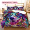 Colorful dog  Pattern Bedding Quilt Set Quilt Cover Pillowcase Home Decoration  Gift (1 * duvet cover + 2 * pillowcase, without core)