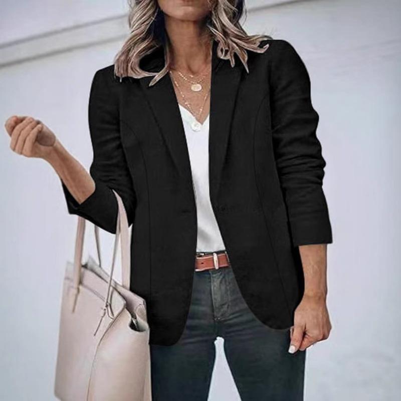 Plus Size Women S Solid Color Casual Long Sleeve Blazer Coat