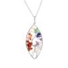 Hand-Wrapped Silver Natural Gravel Tree Of Life Necklace, Curved Crystal Lucky Tree Leaf Necklace N04