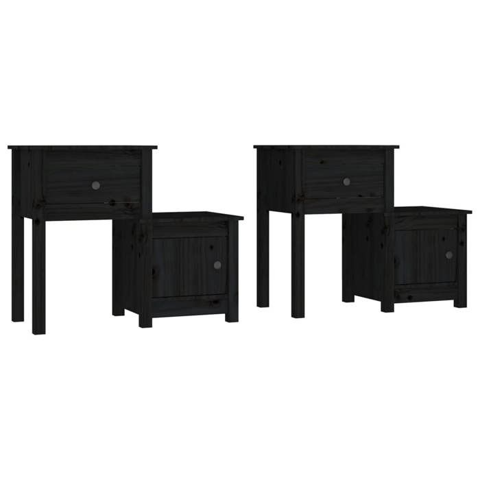 Maison Exclusive - Tables de chevet 2 pcs Noir 79,5x38x65,5 cm Bois de pin massif