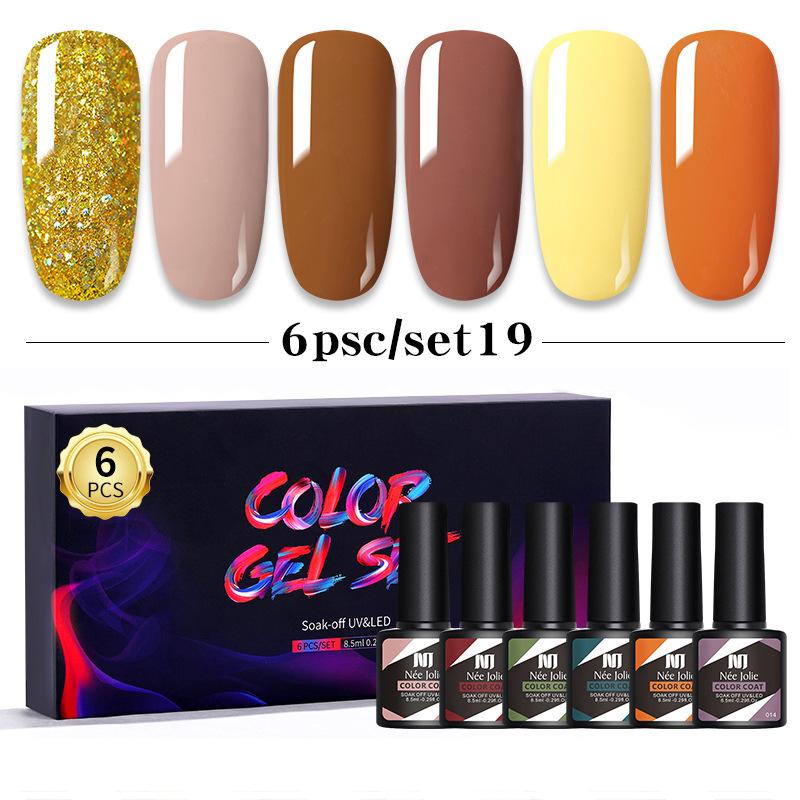 Nail Polish Glue Set 8Ml 6 Bottles Boxed Nail Art Barbie Glue Japanese Nail Color Glue Phototherapy Glue