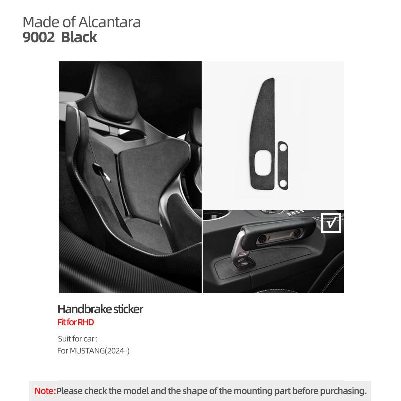 For Ford Mustang GT 2025- Made of Alcantara/Carbon Fiber Leather Handbrake Panel Trim Sticker Car Interior Tuning Accessories